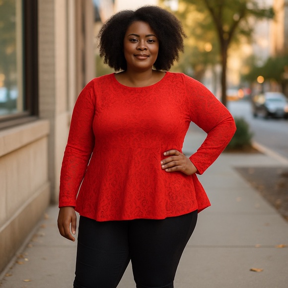 Lane Bryant Tops - NWOT LANE BRYANT Classic Boatneck Peplum Sheer Lace Top